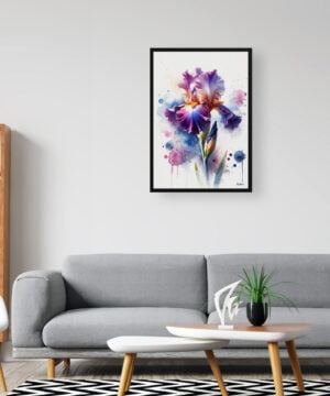 Iris (Fleur-de-lis) Watercolour Botanical Art Print - Blotted Painting Framed Plant Wall Art 16 Iris (Fleur-de-lis) Watercolour Botanical Art Print - Blotted Painting Framed Plant Wall Art - Image 3
