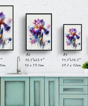 Iris (Fleur-de-lis) Watercolour Botanical Art Print - Blotted Painting Framed Plant Wall Art 17 Iris (Fleur-de-lis) Watercolour Botanical Art Print - Blotted Painting Framed Plant Wall Art - Image 4