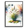 Japanese Sedge (Carex Oshimensis Everillo) Watercolour Botanical Art Print - Blotted Painting Framed Plant Wall Art 1 watercolour blotted flowers japanese sedgecarex oshimensis everillo front view