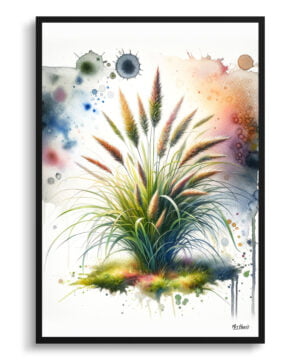 Japanese Sedge (Carex Oshimensis Everillo) Watercolour Botanical Art Print - Blotted Painting Framed Plant Wall Art