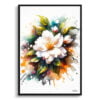 Jasmine (Jasminum officinale) Watercolour Botanical Art Print - Blotted Painting Framed Plant Wall Art 1 watercolour blotted flowers jasminejasminum officinale front view