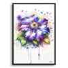 watercolour blotted flowers leather flowerclematis front view