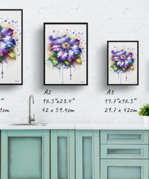 Leather flower (Clematis) Watercolour Botanical Art Print - Blotted Painting Framed Plant Wall Art 17 Leather flower (Clematis) Watercolour Botanical Art Print - Blotted Painting Framed Plant Wall Art - Image 4
