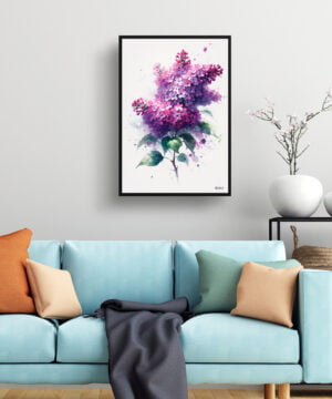 watercolour blotted flowers lilacsyringa vulgaris living room