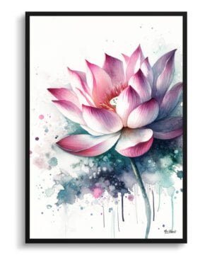 Lotus (Nelumbo nucifera) Watercolour Botanical Art Print - Blotted Painting Framed Plant Wall Art