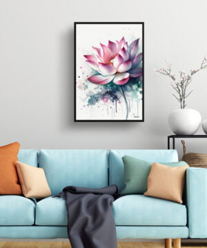 Lotus (Nelumbo nucifera) Watercolour Botanical Art Print - Blotted Painting Framed Plant Wall Art 15 Lotus (Nelumbo nucifera) Watercolour Botanical Art Print - Blotted Painting Framed Plant Wall Art - Image 2