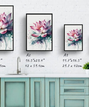 Lotus (Nelumbo nucifera) Watercolour Botanical Art Print - Blotted Painting Framed Plant Wall Art 17 Lotus (Nelumbo nucifera) Watercolour Botanical Art Print - Blotted Painting Framed Plant Wall Art - Image 4