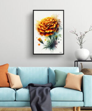 Marigold (Tagetes) Watercolour Botanical Art Print - Blotted Painting Framed Plant Wall Art 15 Marigold (Tagetes) Watercolour Botanical Art Print - Blotted Painting Framed Plant Wall Art - Image 2