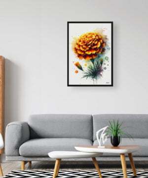 Marigold (Tagetes) Watercolour Botanical Art Print - Blotted Painting Framed Plant Wall Art 16 Marigold (Tagetes) Watercolour Botanical Art Print - Blotted Painting Framed Plant Wall Art - Image 3