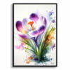 Meadow Saffron (Crocus) Watercolour Botanical Art Print - Blotted Painting Framed Plant Wall Art 2 watercolour blotted flowers meadow saffroncrocus front view