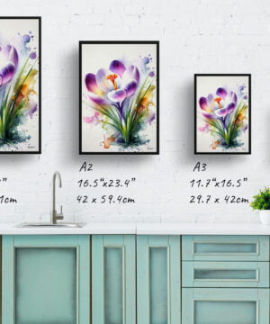 Meadow Saffron (Crocus) Watercolour Botanical Art Print - Blotted Painting Framed Plant Wall Art 17 Meadow Saffron (Crocus) Watercolour Botanical Art Print - Blotted Painting Framed Plant Wall Art - Image 4