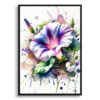 Morning Glory (Ipomoea purpurea) Watercolour Botanical Art Print - Blotted Painting Framed Plant Wall Art 1 watercolour blotted flowers morning gloryipomoea purpurea front view