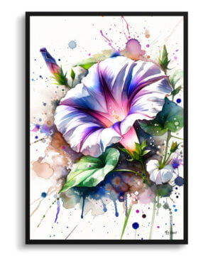 Morning Glory (Ipomoea purpurea) Watercolour Botanical Art Print - Blotted Painting Framed Plant Wall Art