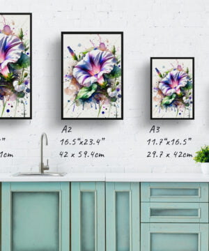 Morning Glory (Ipomoea purpurea) Watercolour Botanical Art Print - Blotted Painting Framed Plant Wall Art 17 Morning Glory (Ipomoea purpurea) Watercolour Botanical Art Print - Blotted Painting Framed Plant Wall Art - Image 4
