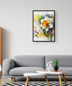 Narcissus Jonquil (Daffodil) Watercolour Botanical Art Print - Blotted Painting Framed Plant Wall Art 16 Narcissus Jonquil (Daffodil) Watercolour Botanical Art Print - Blotted Painting Framed Plant Wall Art - Image 3