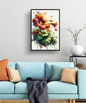 Nasturtiums (Tropaeolum) Watercolour Botanical Art Print - Blotted Painting Framed Plant Wall Art 15 Nasturtiums (Tropaeolum) Watercolour Botanical Art Print - Blotted Painting Framed Plant Wall Art - Image 2