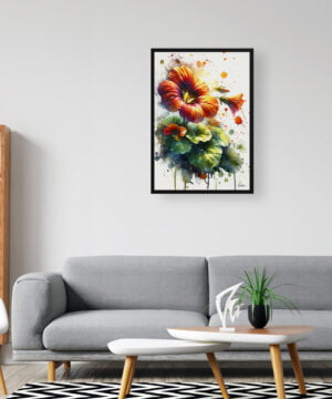 Nasturtiums (Tropaeolum) Watercolour Botanical Art Print - Blotted Painting Framed Plant Wall Art 16 Nasturtiums (Tropaeolum) Watercolour Botanical Art Print - Blotted Painting Framed Plant Wall Art - Image 3