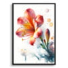 Natal Lily (Clivia) Watercolour Botanical Art Print - Blotted Painting Framed Plant Wall Art 1 watercolour blotted flowers natal lilyclivia front view