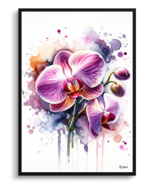 Orchid (Orchidaceae) Watercolour Botanical Art Print - Blotted Painting Framed Plant Wall Art