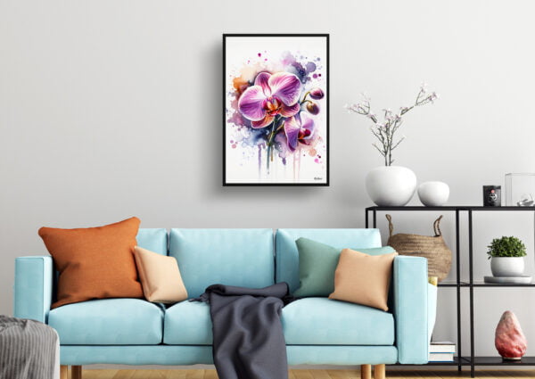 watercolour blotted flowers orchidorchidaceae living room