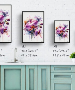 Orchid (Orchidaceae) Watercolour Botanical Art Print - Blotted Painting Framed Plant Wall Art - Image 4