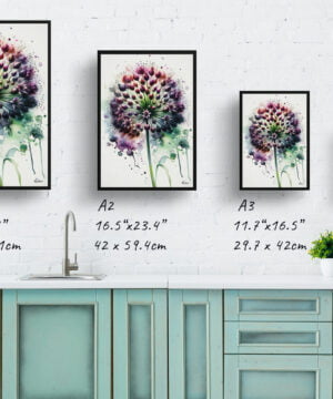 Ornamental onion (Allium Nigrum) Watercolour Botanical Art Print - Blotted Painting Framed Plant Wall Art 17 Ornamental onion (Allium Nigrum) Watercolour Botanical Art Print - Blotted Painting Framed Plant Wall Art - Image 4