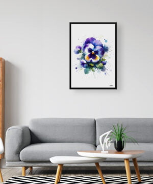Pansy (Viola x wittrockiana) Watercolour Botanical Art Print - Blotted Painting Framed Plant Wall Art 16 Pansy (Viola x wittrockiana) Watercolour Botanical Art Print - Blotted Painting Framed Plant Wall Art - Image 3