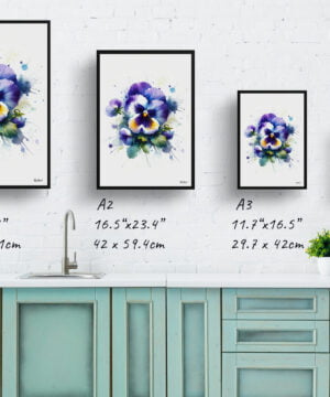 Pansy (Viola x wittrockiana) Watercolour Botanical Art Print - Blotted Painting Framed Plant Wall Art 17 Pansy (Viola x wittrockiana) Watercolour Botanical Art Print - Blotted Painting Framed Plant Wall Art - Image 4