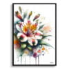 Peruvian Lily of the Incas (Alstroemeria) Watercolour Botanical Art Print - Blotted Painting Framed Plant Wall Art 1 watercolour blotted flowers peruvian lily of the incasalstroemeria front view
