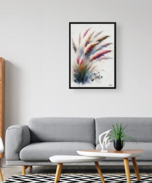Pink Muhly Grass (Muhlenbergia) Watercolour Botanical Art Print - Blotted Painting Framed Plant Wall Art 16 Pink Muhly Grass (Muhlenbergia) Watercolour Botanical Art Print - Blotted Painting Framed Plant Wall Art - Image 3