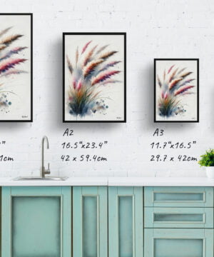 Pink Muhly Grass (Muhlenbergia) Watercolour Botanical Art Print - Blotted Painting Framed Plant Wall Art 17 Pink Muhly Grass (Muhlenbergia) Watercolour Botanical Art Print - Blotted Painting Framed Plant Wall Art - Image 4