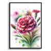 Pinks (Dianthus) Watercolour Botanical Art Print - Blotted Painting Framed Plant Wall Art 2 watercolour blotted flowers pinksdianthus front view