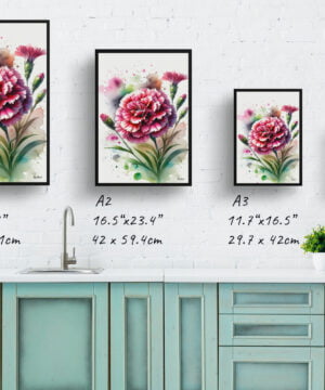 Pinks (Dianthus) Watercolour Botanical Art Print - Blotted Painting Framed Plant Wall Art 17 Pinks (Dianthus) Watercolour Botanical Art Print - Blotted Painting Framed Plant Wall Art - Image 4