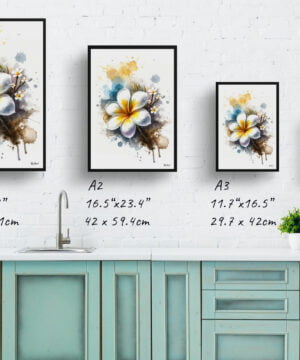 Plumeria (Frangipani) Watercolour Botanical Art Print - Blotted Painting Framed Plant Wall Art 17 Plumeria (Frangipani) Watercolour Botanical Art Print - Blotted Painting Framed Plant Wall Art - Image 4