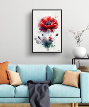 Poppy (Papaver rhoeas) Watercolour Botanical Art Print - Blotted Painting Framed Plant Wall Art 15 Poppy (Papaver rhoeas) Watercolour Botanical Art Print - Blotted Painting Framed Plant Wall Art - Image 2