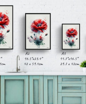 Poppy (Papaver rhoeas) Watercolour Botanical Art Print - Blotted Painting Framed Plant Wall Art 17 Poppy (Papaver rhoeas) Watercolour Botanical Art Print - Blotted Painting Framed Plant Wall Art - Image 4