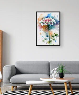 Queen Anne's lace (Daucus carota) Watercolour Botanical Art Print - Blotted Painting Framed Plant Wall Art 16 Queen Anne's lace (Daucus carota) Watercolour Botanical Art Print - Blotted Painting Framed Plant Wall Art - Image 3