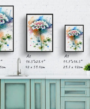 Queen Anne's lace (Daucus carota) Watercolour Botanical Art Print - Blotted Painting Framed Plant Wall Art 17 Queen Anne's lace (Daucus carota) Watercolour Botanical Art Print - Blotted Painting Framed Plant Wall Art - Image 4