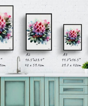 Rhododendron (Azalea) Watercolour Botanical Art Print - Blotted Painting Framed Plant Wall Art 17 Rhododendron (Azalea) Watercolour Botanical Art Print - Blotted Painting Framed Plant Wall Art - Image 4