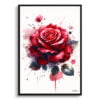 Rose (Rosa) Watercolour Botanical Art Print - Blotted Painting Framed Plant Wall Art 1 watercolour blotted flowers roserosa front view
