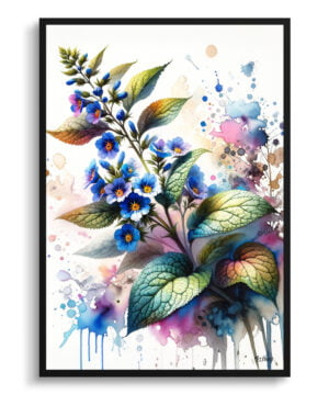 Siberian bugloss (Brunnera Macrophylla) Watercolour Botanical Art Print - Blotted Painting Framed Plant Wall Art