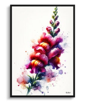 Snapdragon ( Antirrhinum) Watercolour Botanical Art Print - Blotted Painting Framed Plant Wall Art