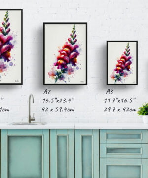 Snapdragon ( Antirrhinum) Watercolour Botanical Art Print - Blotted Painting Framed Plant Wall Art 17 Snapdragon ( Antirrhinum) Watercolour Botanical Art Print - Blotted Painting Framed Plant Wall Art - Image 4