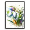 Snowdrop (Galanthus) Watercolour Botanical Art Print - Blotted Painting Framed Plant Wall Art 2 watercolour blotted flowers snowdropgalanthus front view