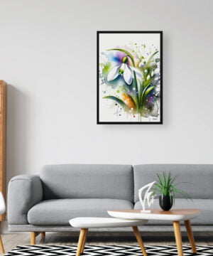 Snowdrop (Galanthus) Watercolour Botanical Art Print - Blotted Painting Framed Plant Wall Art 16 Snowdrop (Galanthus) Watercolour Botanical Art Print - Blotted Painting Framed Plant Wall Art - Image 3