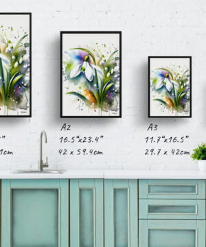 Snowdrop (Galanthus) Watercolour Botanical Art Print - Blotted Painting Framed Plant Wall Art 17 Snowdrop (Galanthus) Watercolour Botanical Art Print - Blotted Painting Framed Plant Wall Art - Image 4