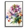 Spider flower (Cleome) Watercolour Botanical Art Print - Blotted Painting Framed Plant Wall Art 1 watercolour blotted flowers spider flowercleome front view
