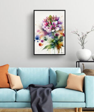 Spider flower (Cleome) Watercolour Botanical Art Print - Blotted Painting Framed Plant Wall Art 15 Spider flower (Cleome) Watercolour Botanical Art Print - Blotted Painting Framed Plant Wall Art - Image 2