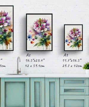 Spider flower (Cleome) Watercolour Botanical Art Print - Blotted Painting Framed Plant Wall Art 17 Spider flower (Cleome) Watercolour Botanical Art Print - Blotted Painting Framed Plant Wall Art - Image 4