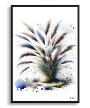 Stipa ichu (Jarava ischu) Watercolour Botanical Art Print - Blotted Painting Framed Plant Wall Art